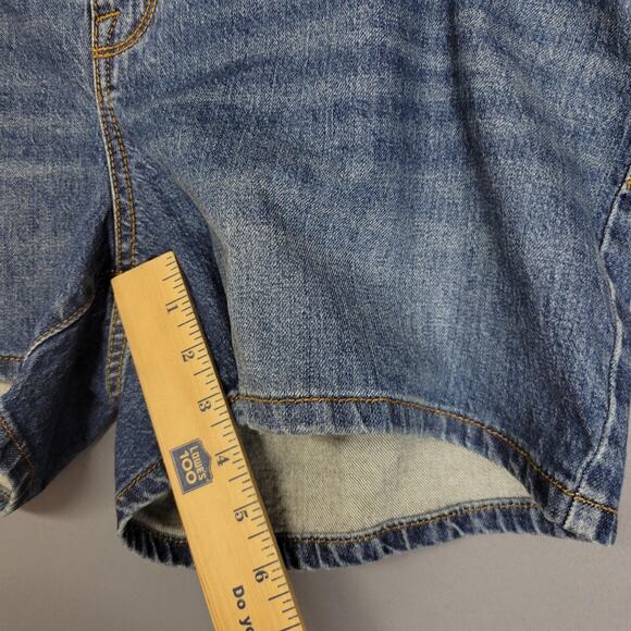 Isabel Maternity Shorts Womens 12 Blue Denim Midi Short Stretch Panel Fair Trade - Picture 9 of 13